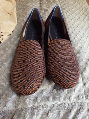 Rothy's Brown and Navy Woven Slip-On Loafers